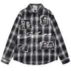 Y2K Vintage Plaid Oversized Shirt — back view