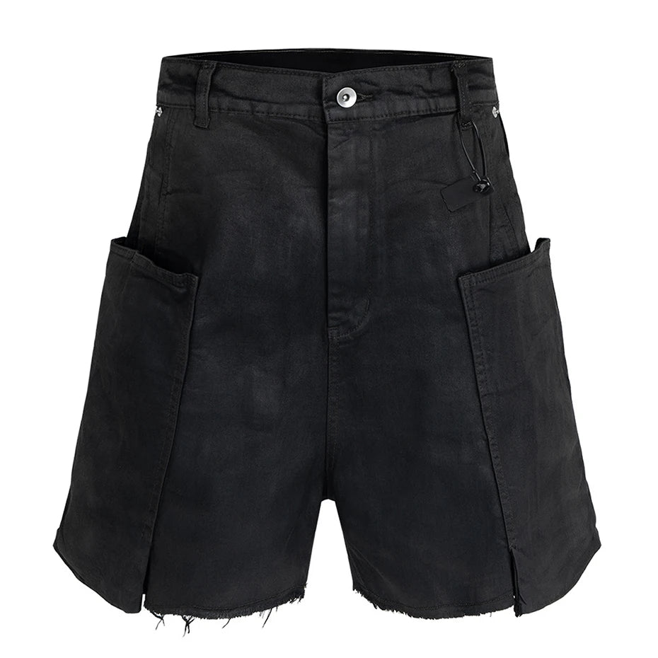 Black Loose Denim Shorts — styling shot