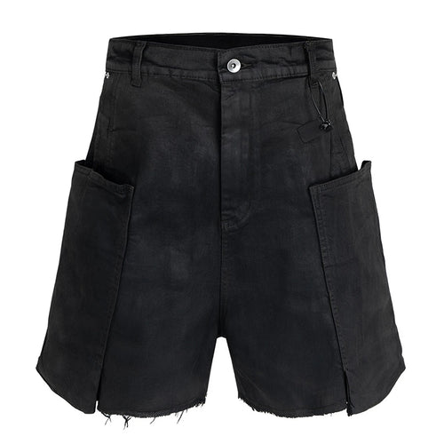 Black Loose Denim Shorts — styling shot