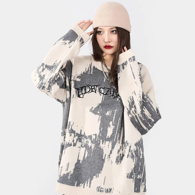 Black Embroidered Knit Sweater — back view