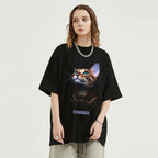 Y2K Black Cat Graphic T-Shirt — detail shot