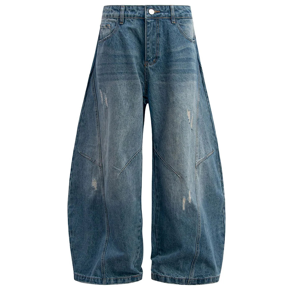 Baggy Vintage Blue Denim Wide Leg Jeans — styling shot