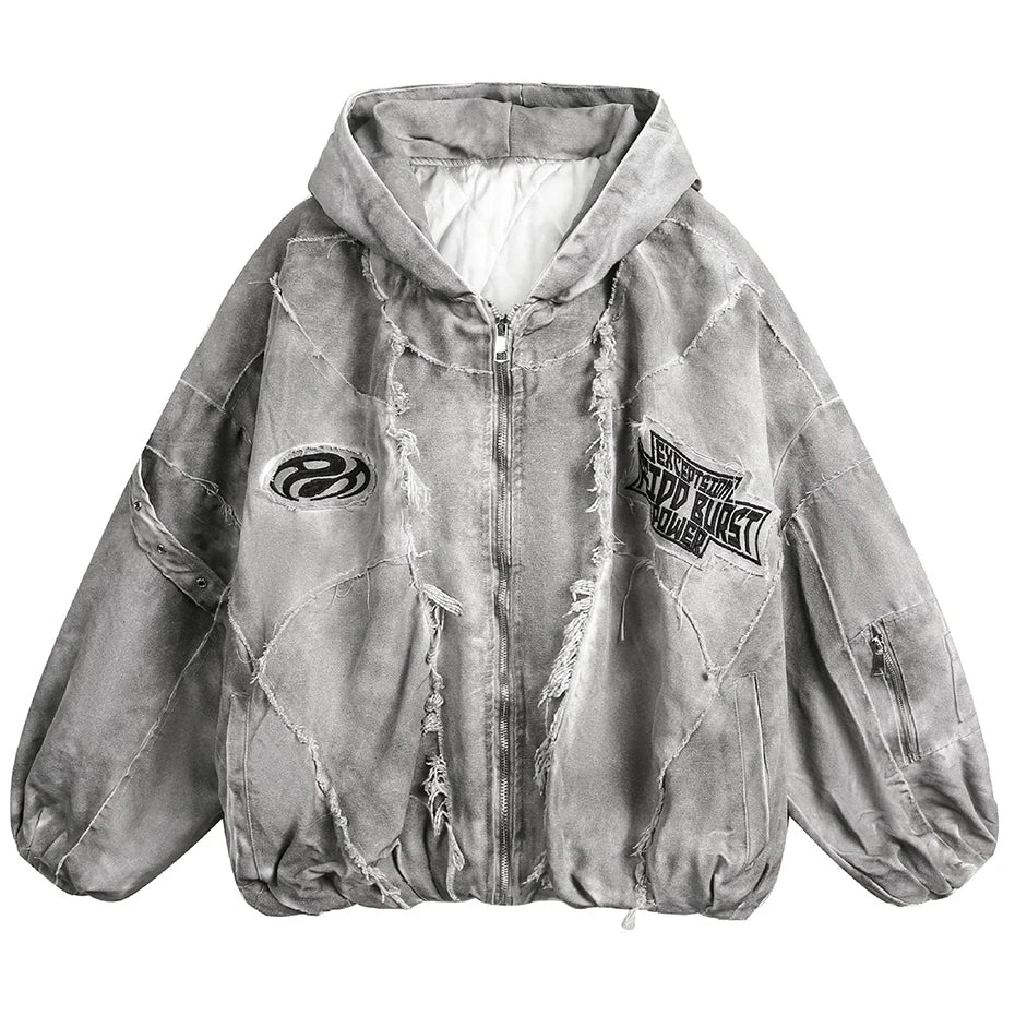 Retro Vintage Padded Oversized Puffer Jacket — styling shot