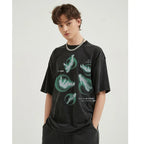 Retro Green Graphic Oversized T-Shirt — detail shot