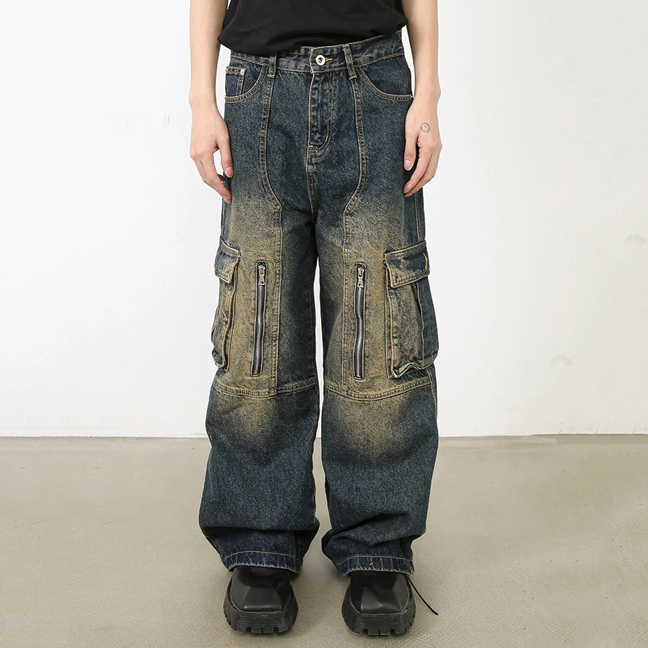 Vintage Blue Denim Baggy Jeans — back view
