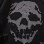 Goth Black Skull Ripped Knit Oversized Sweater — back view