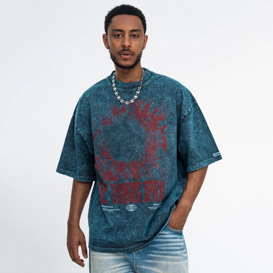 Vintage Y2K Graphic Oversized T-Shirt — fabric close-up