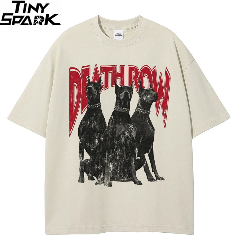 Print Beige Doberman Dog Graphic T-Shirt — detail shot