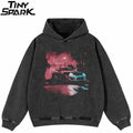 Racing Black Racing Car Graphic Oversized Hoodie — front view