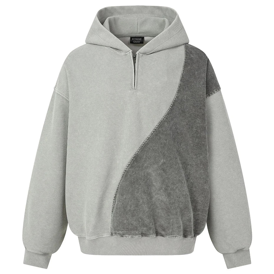 Vintage Color Block Oversized Hoodie — back view