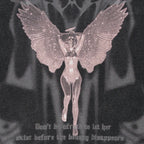 Retro Black Angel Wings Washed T-Shirt — fit shot