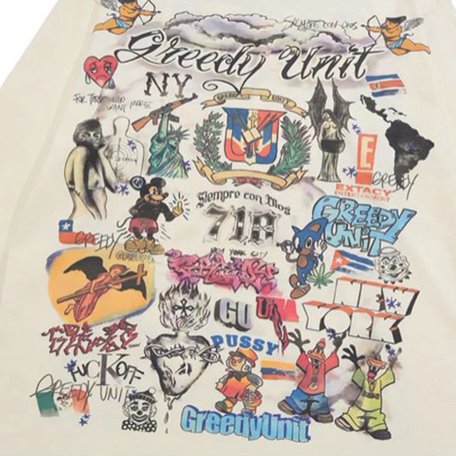 Gods Retro Beige Cross Graphic T-Shirt — fit shot