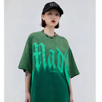 Gradient Letter Graphic Oversized T-Shirt — styling shot