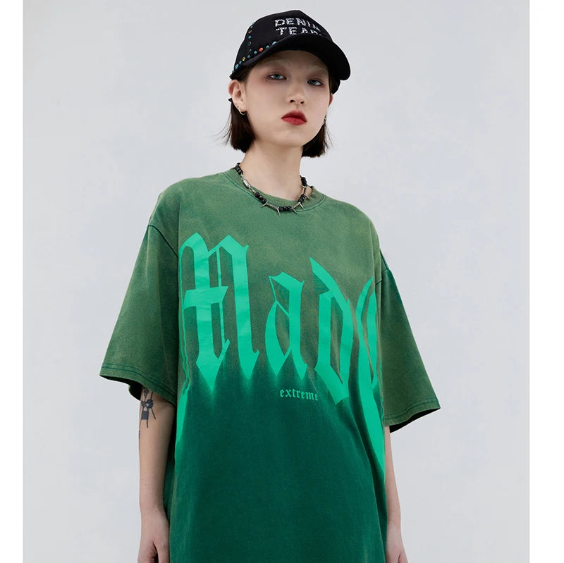Gradient Letter Graphic Oversized T-Shirt — styling shot