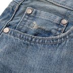 Vintage Blue Ripped Loose Denim Shorts — back view