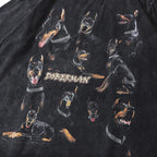 Black Doberman Dog Graphic Loose T-Shirt — detail shot