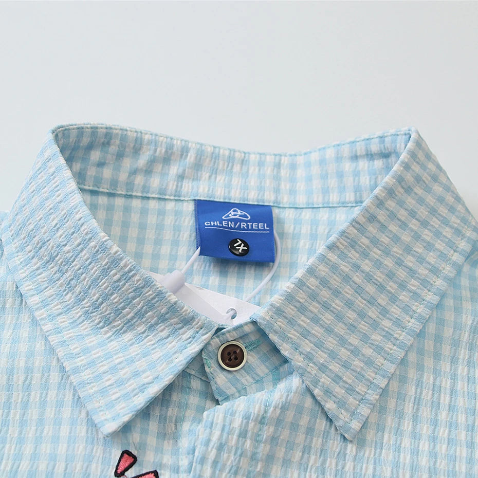 Embroidered Cat Graphic Loose Shirt — back view