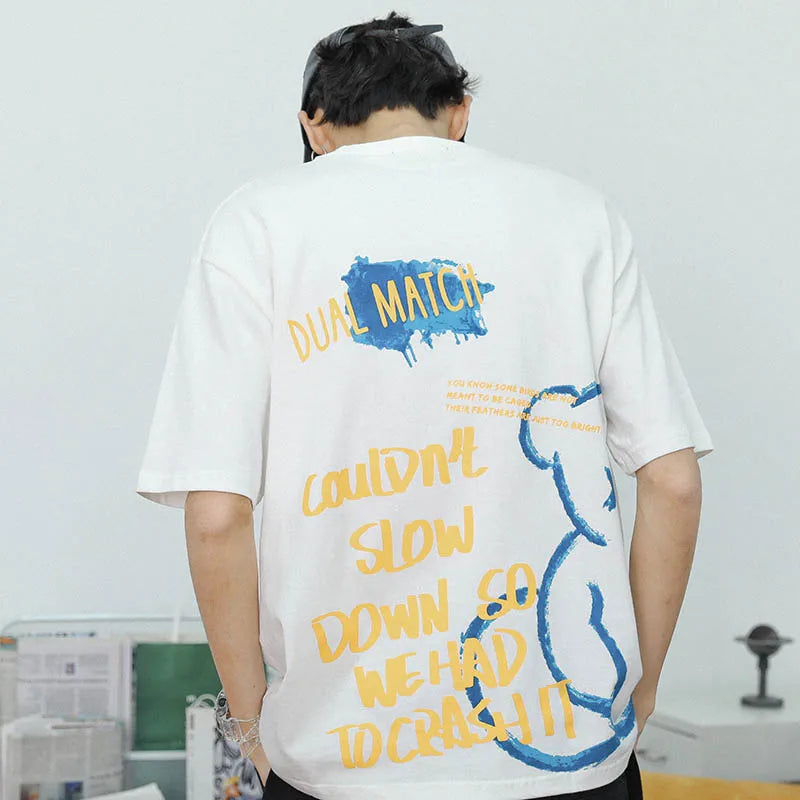 Black Bear Letter Print T-Shirt — front view
