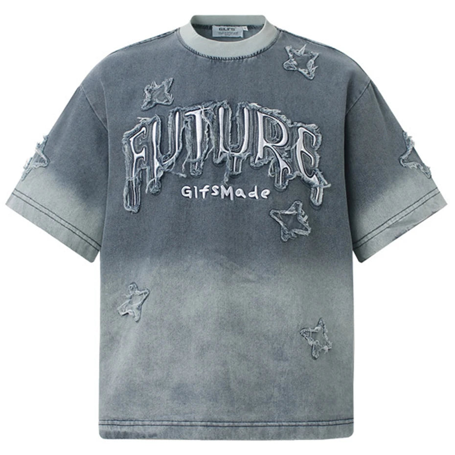Vintage Star Patchwork Oversized T-Shirt — styling shot