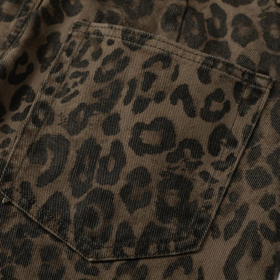 Vintage Leopard Denim Baggy Jeans — detail shot
