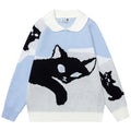 Cat Graphic Knit Oversized Sweater — styling shot