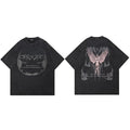 Retro Black Angel Wings Washed T-Shirt — side view