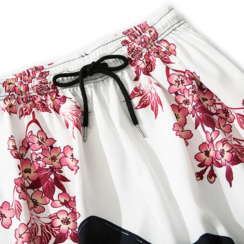 Floral Print Baggy Sweatpants — front view