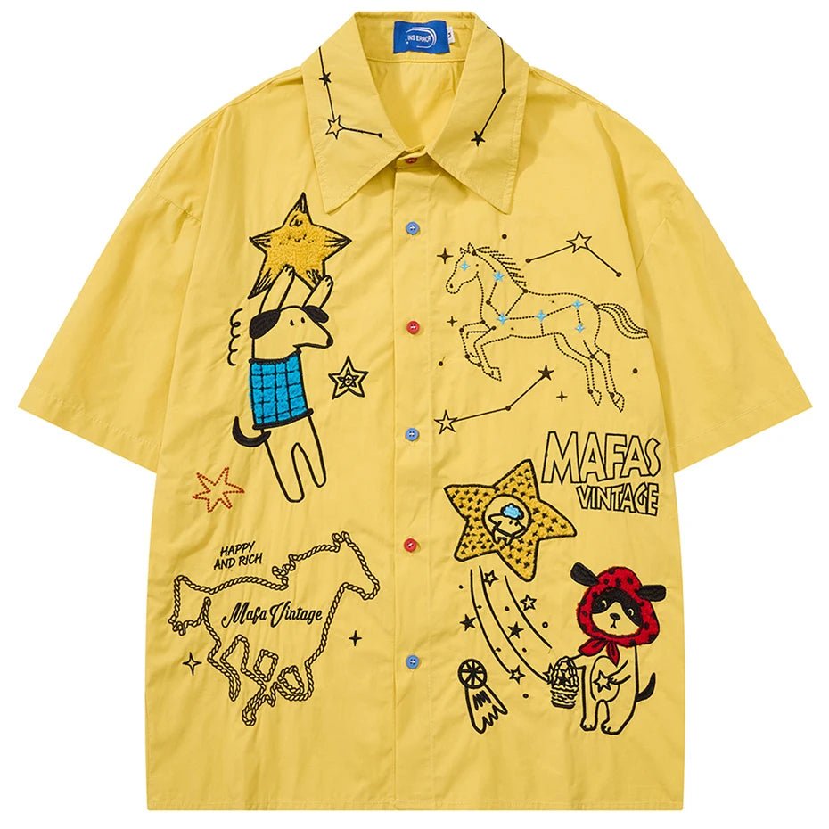 Loose Vintage Cat Graphic Oversized Shirt — styling shot
