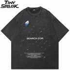Searching Retro Black Washed T-Shirt — front view