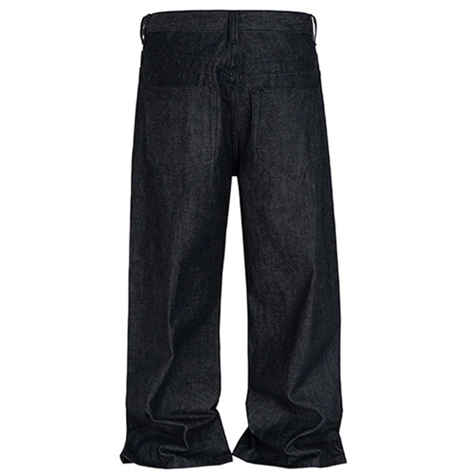 Black Denim Baggy Jeans — front view