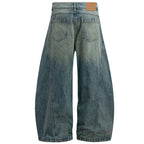 Baggy Vintage Blue Denim Wide Leg Jeans — detail shot