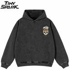 Retro Black Skull Graphic Hoodie — back view