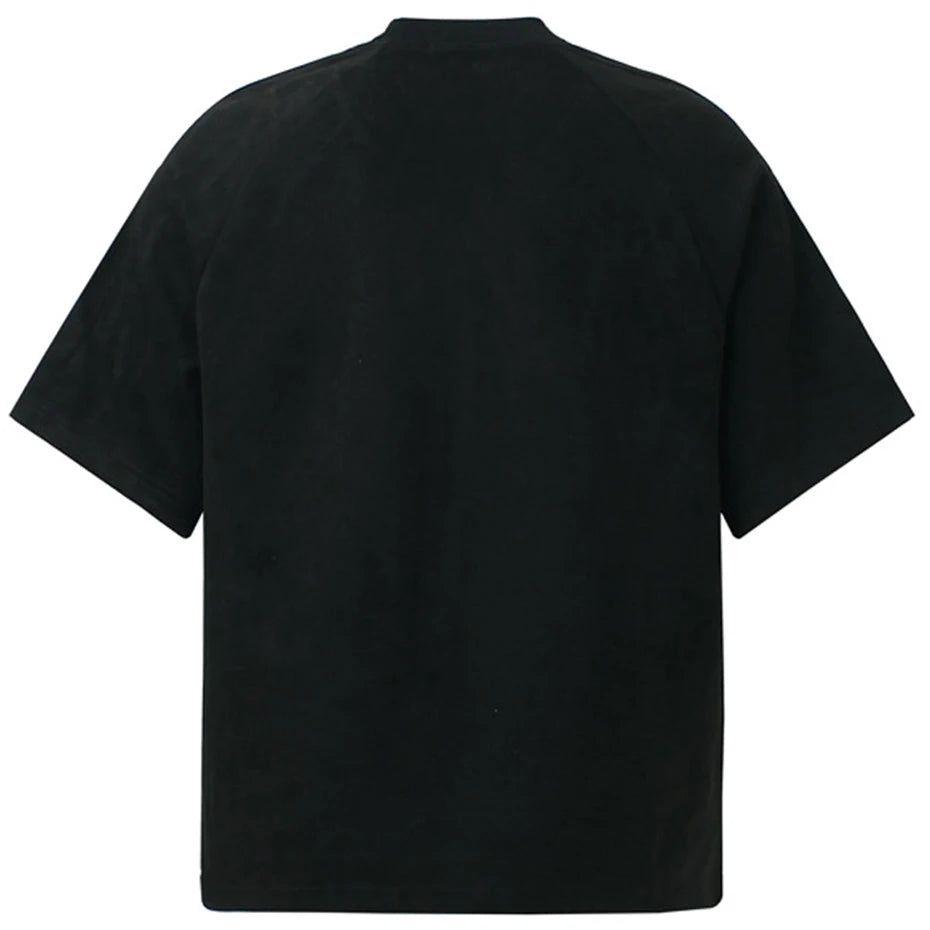 Vintage Patchwork Suede Oversized T-Shirt — front view