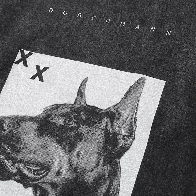 Vintage Black Doberman Dog Graphic T-Shirt — back view