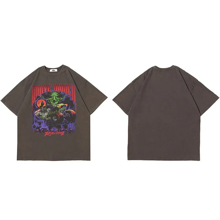 Racing Devil Racing Loose T-Shirt — fabric close-up
