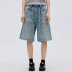 Rhinestone Denim Shorts — fit shot