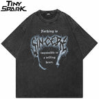 Retro Black Heart Washed T-Shirt — front view
