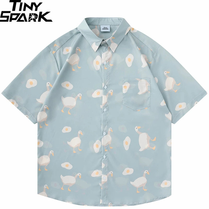 Duck Egg Graphic Hawaiian Shirt — detail shot