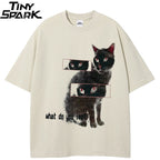 Black Cat Eyes Faded T-Shirt — back view