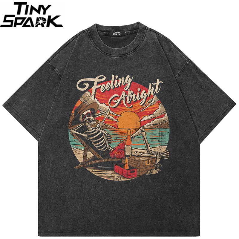 Black Skull Faded T-Shirt — front view