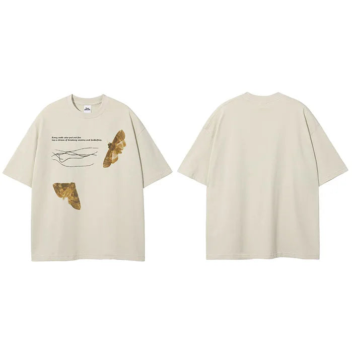 Beige Graphic T-Shirt — fabric close-up