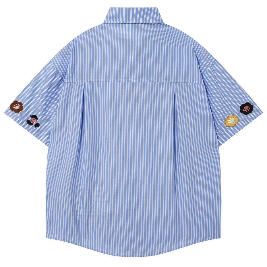 Cat Embroidered Loose T-Shirt — front view