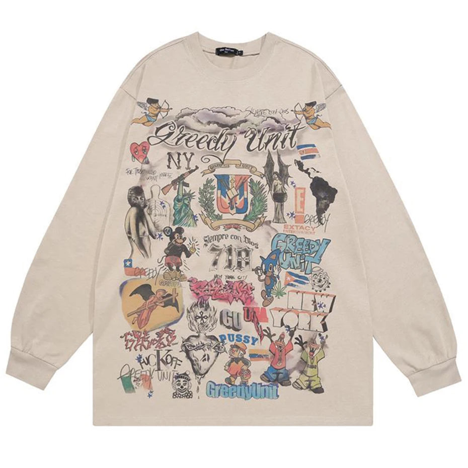 Gods Retro Beige Cross Graphic T-Shirt — detail shot