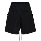 Pockets Black Loose Cargo Shorts — front view