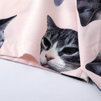 Cat Graphic Oversized Shirt — fabric close-up