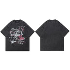Eye Graffiti Vintage Washed Black T-Shirt — fabric close-up