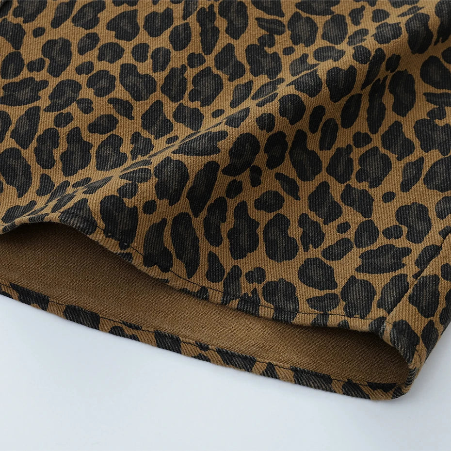 Vintage Leopard Oversized Shirt — fabric close-up