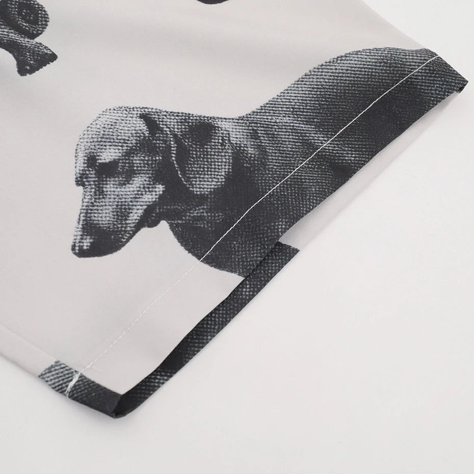 Dog Graphic Loose Shirt — fit shot