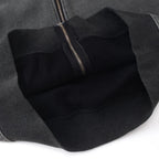 Vintage Mask Zip Oversized Coat — fabric close-up