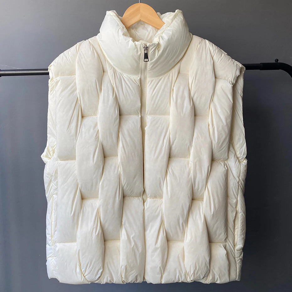 Vests Black Padded Loose Puffer Jacket — back view